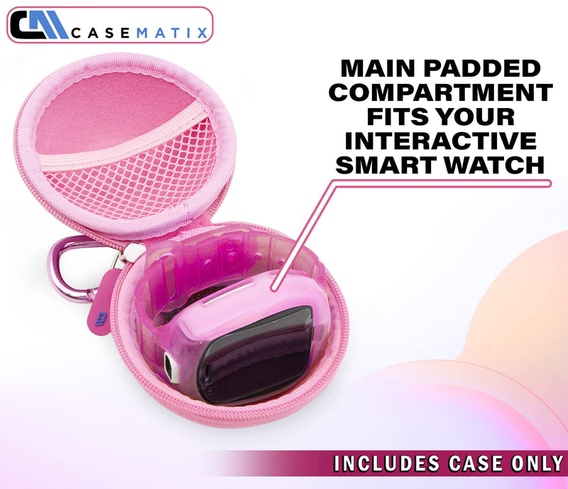 [Australia - AusPower] - CASEMATIX Carry Case Compatible with KidiZoom Smartwatch DX3, Verizon GizmoWatch 2 - Protective Travel Case with Accessory Pouch and Carabiner for Backpack, Includes Case Only (Pink) 