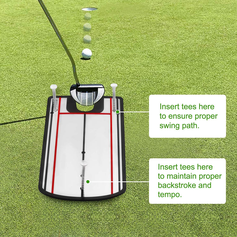 [Australia - AusPower] - KINGTOP Golf Putting Alignment Mirror with Putting Cup Combo, Portable Swing Training Aids, Practice Putting Trainer with Hole Cup Set, Mirror Size 12”L x 6”W 