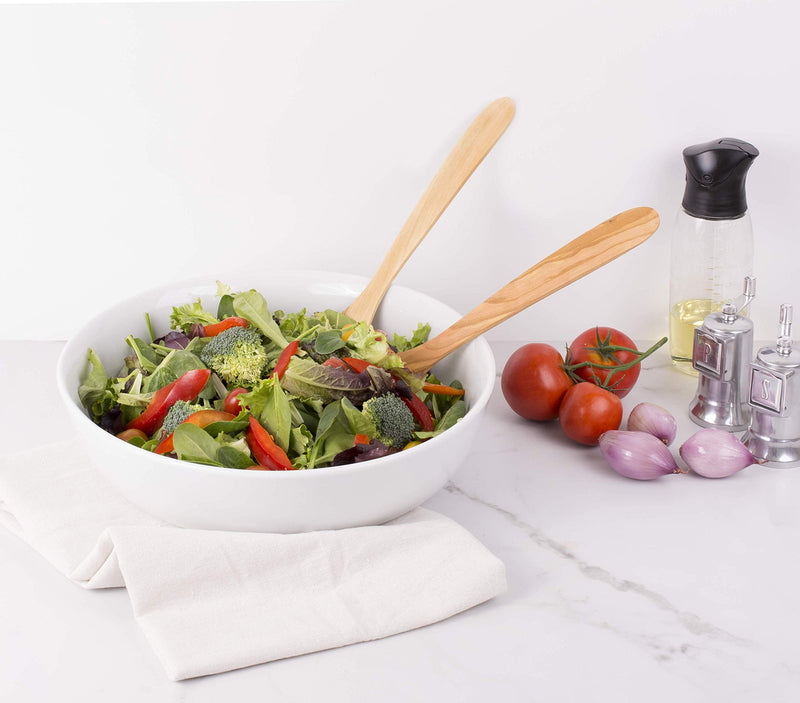 [Australia - AusPower] - Eddington 50012 Italian Olive Wood Salad Server, Handcrafted in Europe, 2-Piece Set, 13-Inches Salad Server Set 