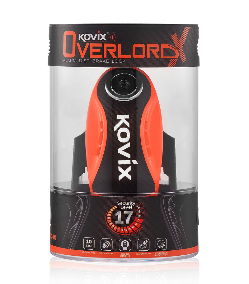 [Australia - AusPower] - Kovix KNX6 Steel 120dB Siren Disc Brake Lock 6mm Lock Pin IP67 Waterproof Motorcycle Security Fluorescent Orange 