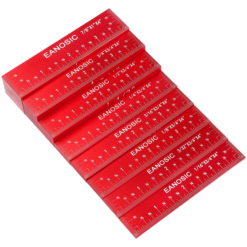[Australia - AusPower] - EANOSIC Setup Blocks Height Gauge Set, 8pcs Precision Aluminum Setup Bars for Router and Table Saw Accessories Woodworking Set Up, Bars Include Laser Engraved Size Markings (Extra Long 4 Inch) 