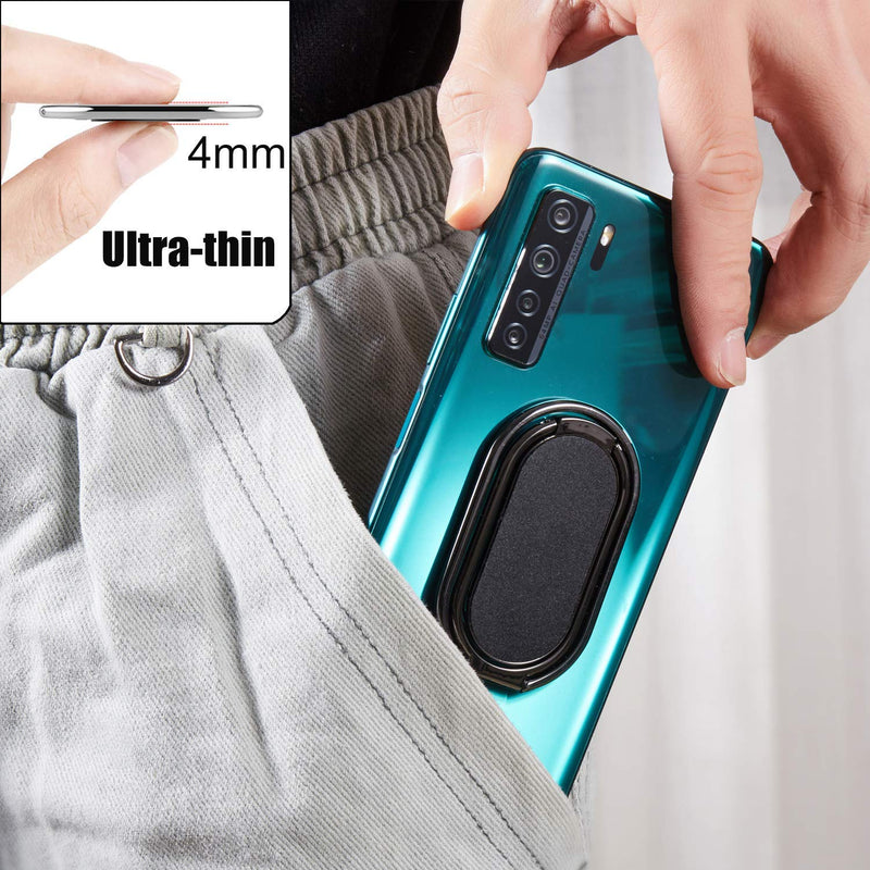 [Australia - AusPower] - Phone Ring Holder Finger Kickstand Foldable Cellphone Stand 360° Degree Rotation Metal Ring Grip Holder for Magnetic Car Mount Compatible with iPhone Samsung All Smartphone and iPad Tablets GunBlack 