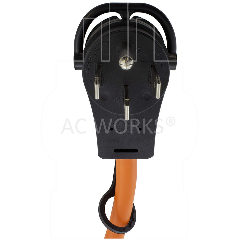 [Australia - AusPower] - AC WORKS 50-Amp RV/Range/Generator 14-50 Piggy-Back Plug Adapter (to 4-Prong 30A Locking) 