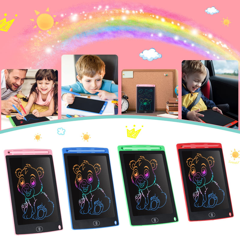 [Australia - AusPower] - 4 Piece LCD Writing Tablet Doodle Board Electronic Toy 8.5 Inch Colorful LCD Writing Board Electronic Tablet Writing LCD Erasable Drawing Pad Reusable Writing Pad (Blue, Red, Green, Pink) Blue, Red, Green, Pink 