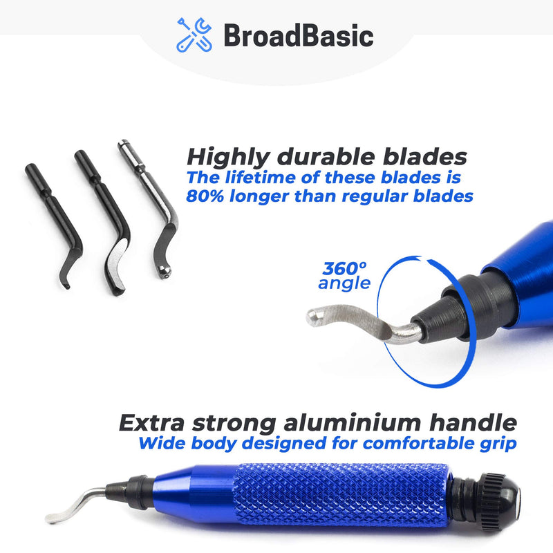 [Australia - AusPower] - BroadBasic Deburring Tool with 20 High-Speed-Steel Blades and Storage Inside Aluminum Handle - Rotary Burr Remove 