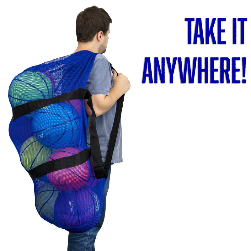 [Australia - AusPower] - Crown Sporting Goods 39" Mesh Sports Ball Bag with Adjustable Shoulder Strap, Oversize Duffle - Great for Carrying Gym Equipment, Jerseys, Laundry Black 