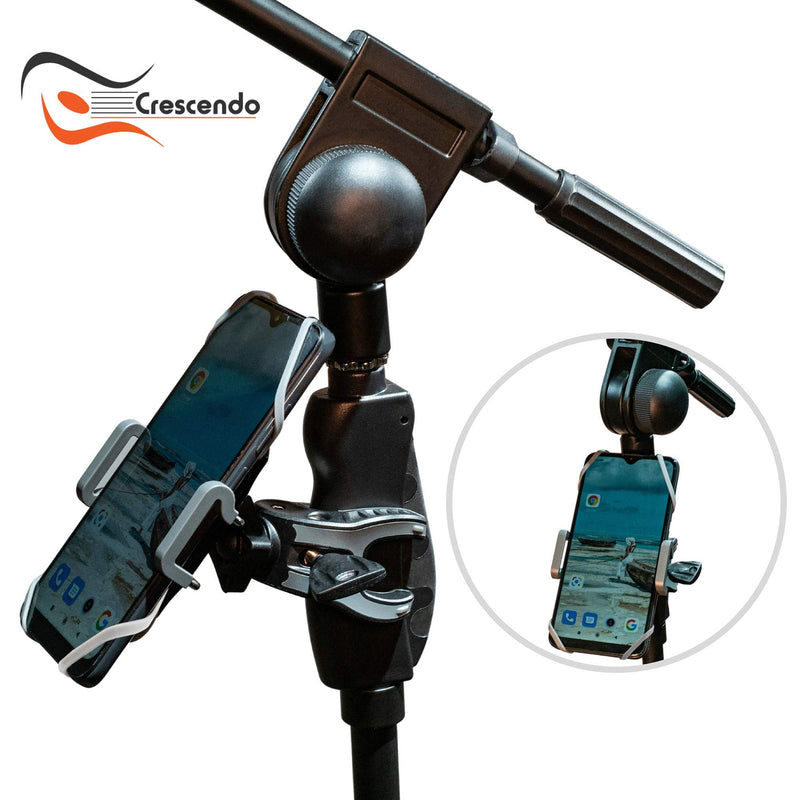 [Australia - AusPower] - Crescendo CR-30 SlimClip Mic Stand Phone Holder, iPhone Clamp Mount, Pole Phone Mount, Microphone, Music, or Drum Stand - for iPhone, Samsung Galaxy or Note, Pixel, Any Smartphone 
