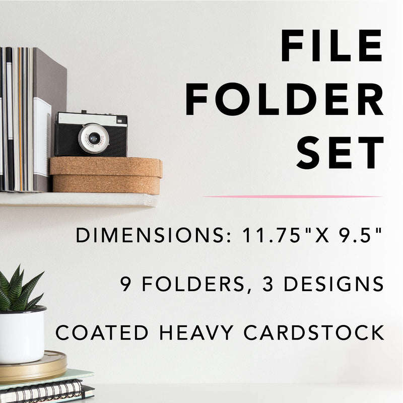 [Australia - AusPower] - Graphique Blush Marble File Folder Set – File Set Includes 9 Folders and 3 Unique "Important" Designs, Embellished w/ Gold Foil on Durable Triple-Scored Coated Cardstock, 11.75" x 9.5" 