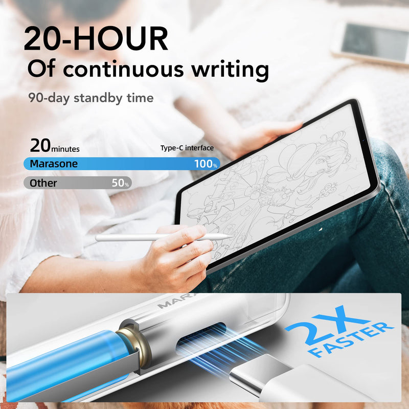 [Australia - AusPower] - Marasone Stylus Pen for iPad-Compatible with Apple Pencil 2nd/1st Gen Magnetic Pen Tilt Sensitivity,Palm Rejection,Quick Charge-Ideal for Drawing 