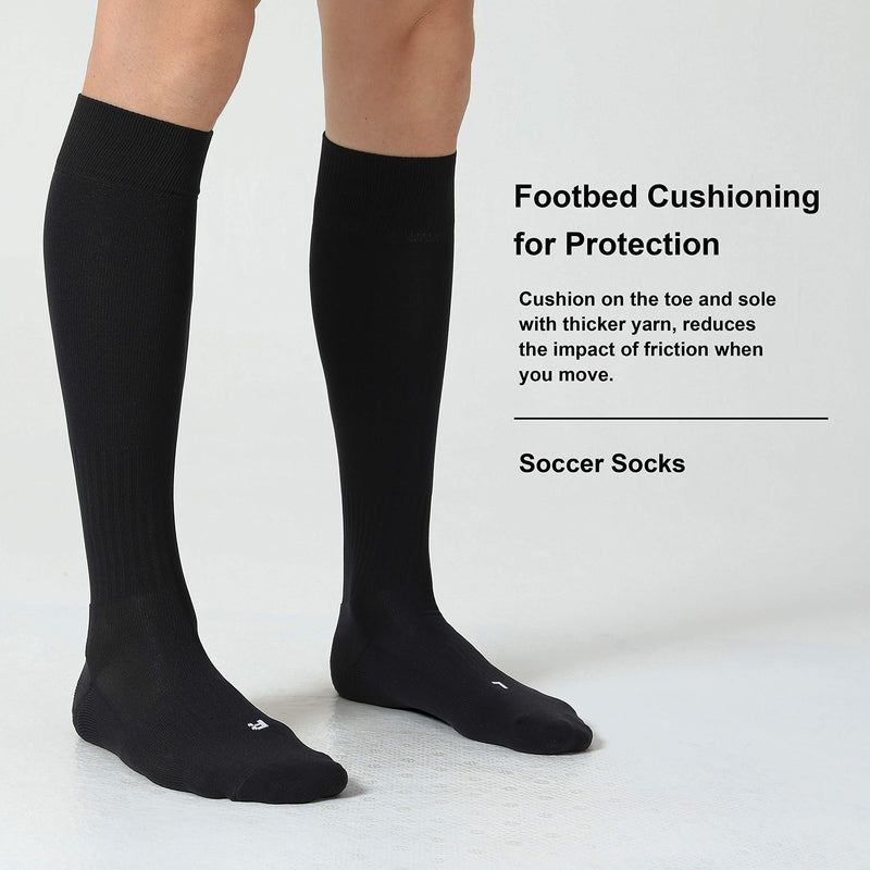 [Australia - AusPower] - CS CELERSPORT 2 Pack / 3 Pack Soccer Softball Baseball Socks for Youth Kids Adult Over-The-Calf Multi-Sport Socks Cushioned Black (2 Pack) X-Small 