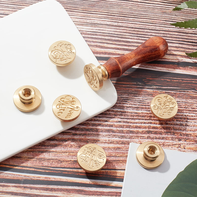 [Australia - AusPower] - PH PandaHall Wax Seal Stamp Set with 7 Piece Sealing Wax Stamp Brass Heads and 1 Pieces Wooden Hilt Handle for Christmas Valentine's Day, Mother's Day, Thanksgiving Envelopes, Invitations, Packages 7PCS Wax Seal Stamp 