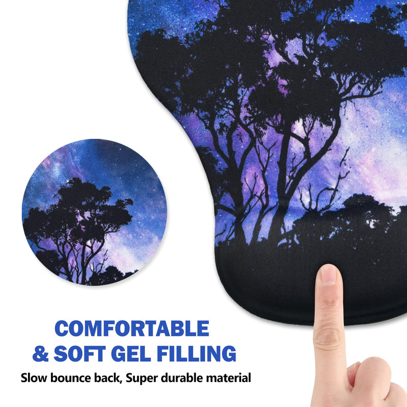 [Australia - AusPower] - AIMSA Ergonomic Mouse Pad with Wrist Support Gel, Wrist Rest Pad Non-Slip PU Base Comfortable Laptop, Computer Mousepad for Office, Home, Easy Typing & Pain Relief, Tree Galaxy 
