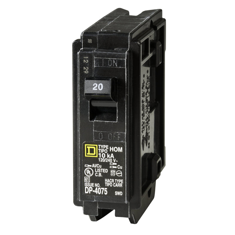 [Australia - AusPower] - Square D - HOM120CP Homeline Circuit Breaker, 20-Amp, 120V, 1-Pole, Plug-In Mount 