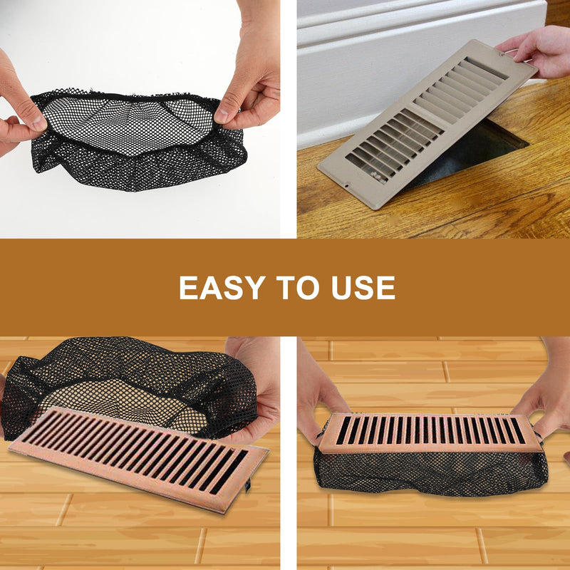 [Australia - AusPower] - 6Pcs Floor Register Trap Floor Air Vent Cover Screen, Elastic Air Vent Filter Mesh Catcher for Home Air Vent Filters Keeps Bugs, Coins, Pet Hair, Food Out (4 x 10 Inch) 