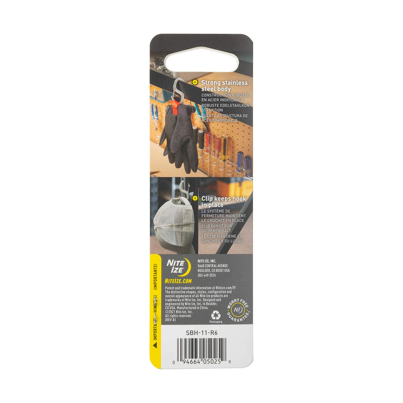 [Australia - AusPower] - Nite Ize S-Biner Hook 'N Hold S-Hook, Stainless Steel S-Hook with Clip, Holds Pans, Tools and Plants, Stainless 