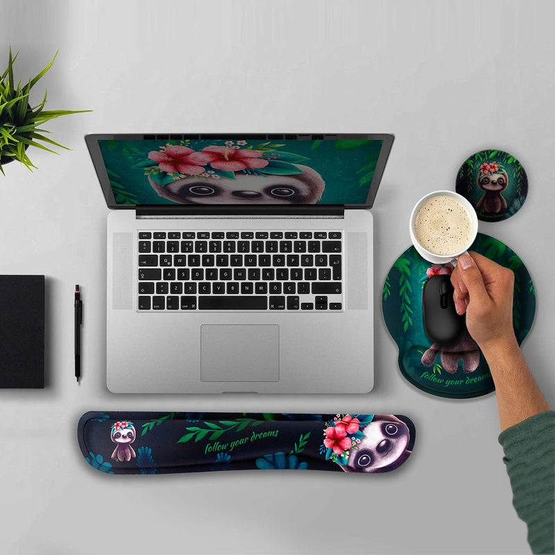 [Australia - AusPower] - Aatacas [Upgrade] Keyboard Wrist Rest Mouse Pad Set with Coaster, Memory Foam Non Slip Ergonomic Mouse Pad for Computer, Laptop, Gaming, Office Marble 