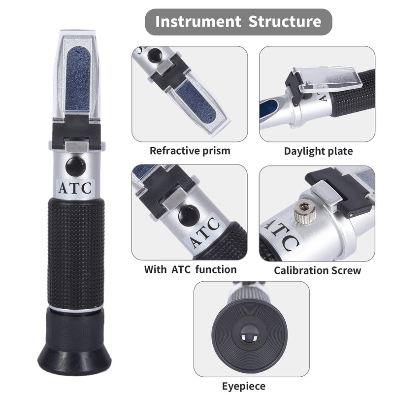 [Australia - AusPower] - LICHEN lab Refractometer Brewing with ATC for Homebrew, Dual Scale - Specific Gravity 1.000-1.130 & Brix 0-32%, Hydrometer for Wine Making and Beer Brewing 0-32%Beer Refractometer 