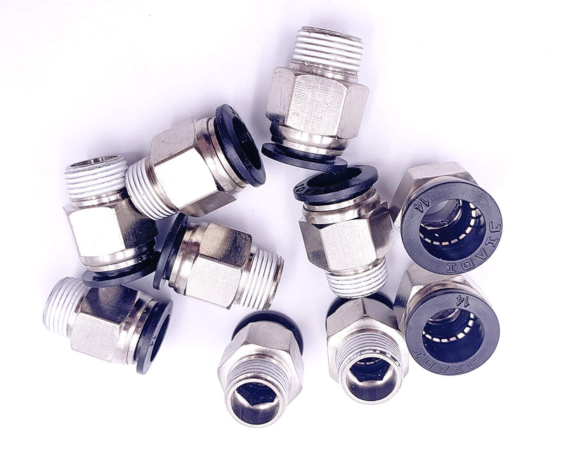 [Australia - AusPower] - 3/8" PT Male Thread 14mm Straight Pneumatic Push in Quick Fitting Connectors for PETF Tube 10Pcs 14mm 3/8" 