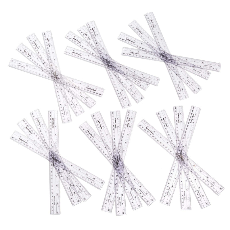 [Australia - AusPower] - hand2mind 12 inch Transparent, Flexible Safe-T Plastic Rulers, Flat 12 in. Flexible Rulers, Safety Ruler for Measurement, Safety Kids School Supplies, Straight Shatter-Resistant Rulers (Pack of 24) 