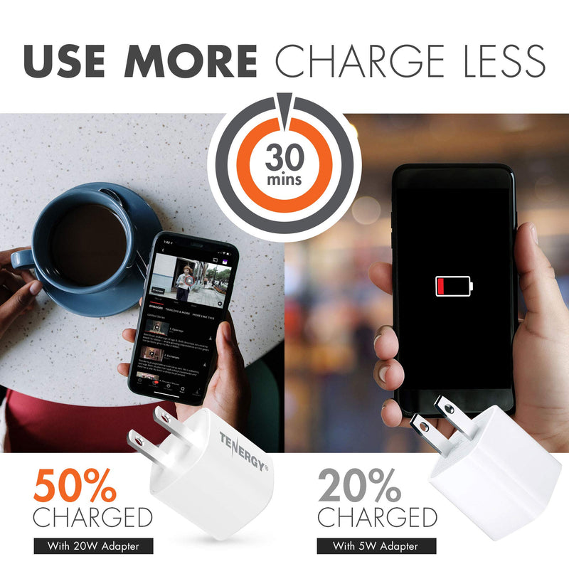 [Australia - AusPower] - Tenergy USB-C Charger with PD 20W, Fast Charging iPhone 12/12 Mini / 12 Pro / 12 Pro Max / 11, Galaxy, Pixel 4/3, iPad Pro (Cable not Included) 