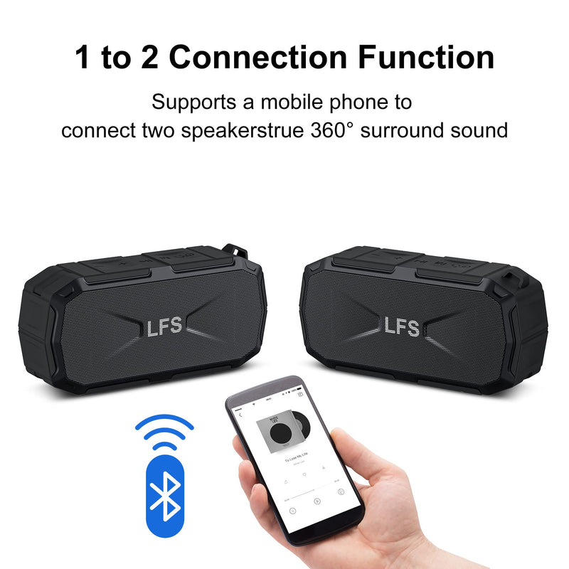 [Australia - AusPower] - LFS IPX7 (10W) Waterproof Bluetooth Speaker, Wireless Portable Bluetooth Speaker with Hi-Quality Sound&Bass,16H Playtime,TWS, Handsfree Call,100ft Range for Home Shower Outdoors Pool Travel 