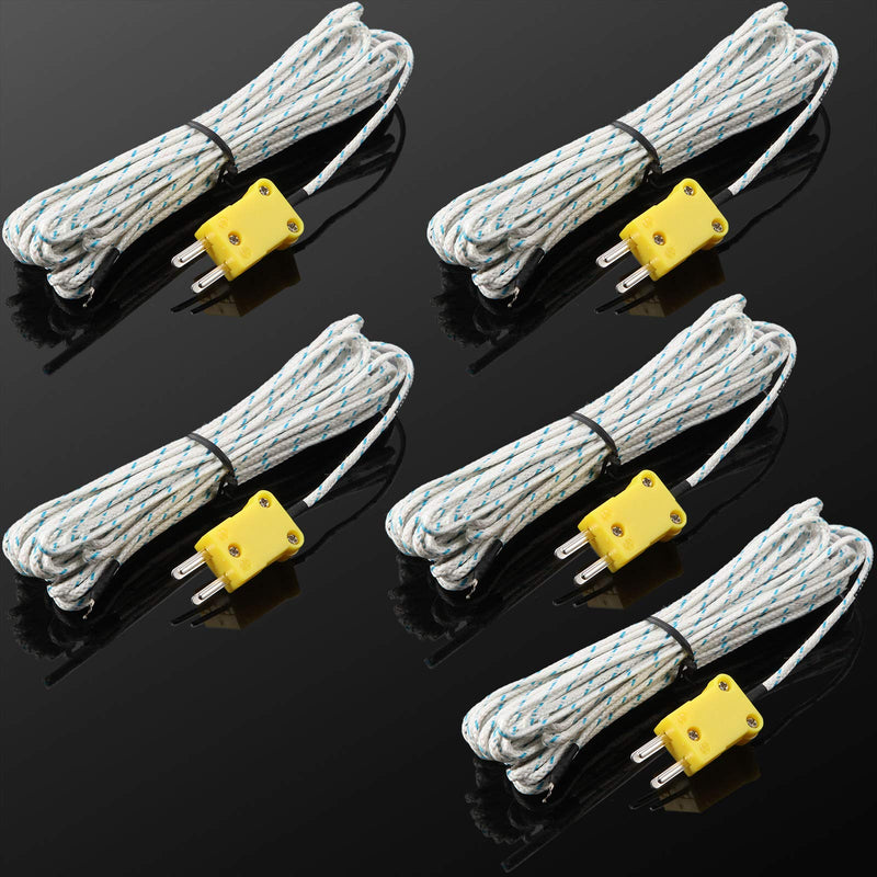 [Australia - AusPower] - 3 Meters K Type Mini-Connector Thermocouple Temperature Probe Sensor Temperature Sensing Line K Type Thermocouple Wire Measure Range -50 to 400 Celsius, Compatible with TM902C/ TES1310 (5 Pieces) 5 