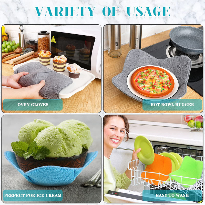 [Australia - AusPower] - 8 Pieces Bowl Cozy Holder Multi Color Microwave Safe Bowl Huggers Polyester Bowl Holder Plate Huggers Protect Your Hands from Hot Dishes for Heating Soup (Gray Large Bowl Holder) Gray Large Bowl Holder 