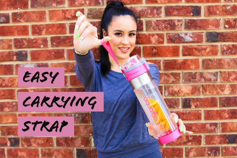 [Australia - AusPower] - New Improved Unique Bottom Loading Fruit Infuser Water Bottle Complete Bundle Includes Bottle Brush, Insulating Sleeve & Infusion Recipe eBook. Leak Proof Sweat Proof BPA-Free (Black) 
