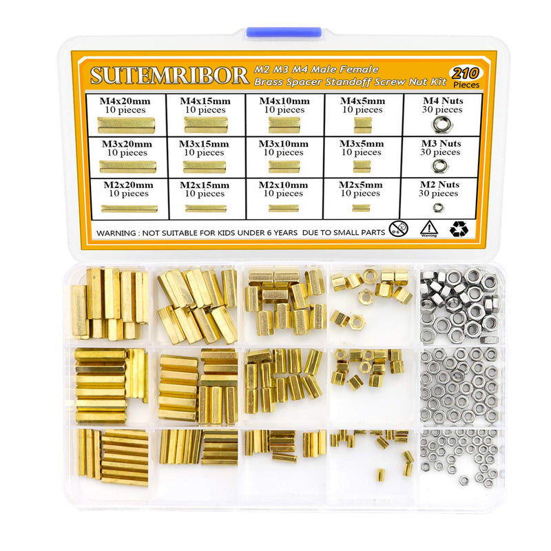 [Australia - AusPower] - Sutemribor 420PCS M2 M3 M4 Male Female Hex Brass Spacer Standoff Screw Nut Assortment Kit 
