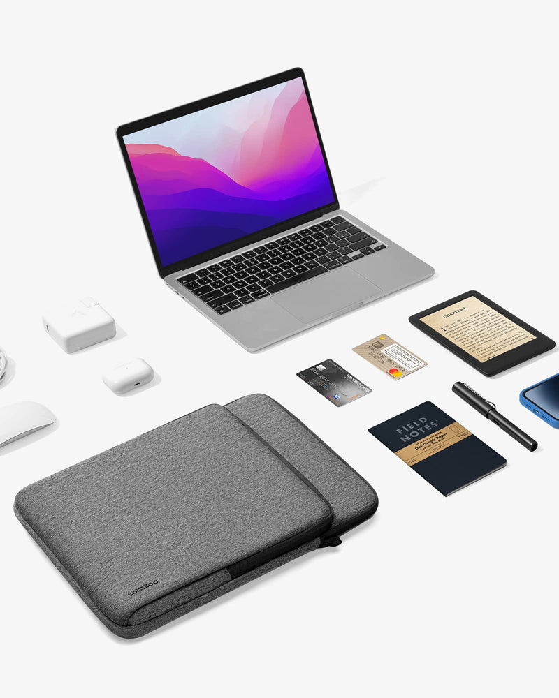 [Australia - AusPower] - tomtoc Protective Laptop Sleeve for 13-inch MacBook Air M2/A2681, M1/A2337, 2022-2018, MacBook Pro 13 M2/A2686, M1/A2338, 2022-2016, 12.9 iPad Pro 5th/4th/3rd Gen, Water-resistant MacBook Case Gray 13 Inch for New MacBook Air & Pro 