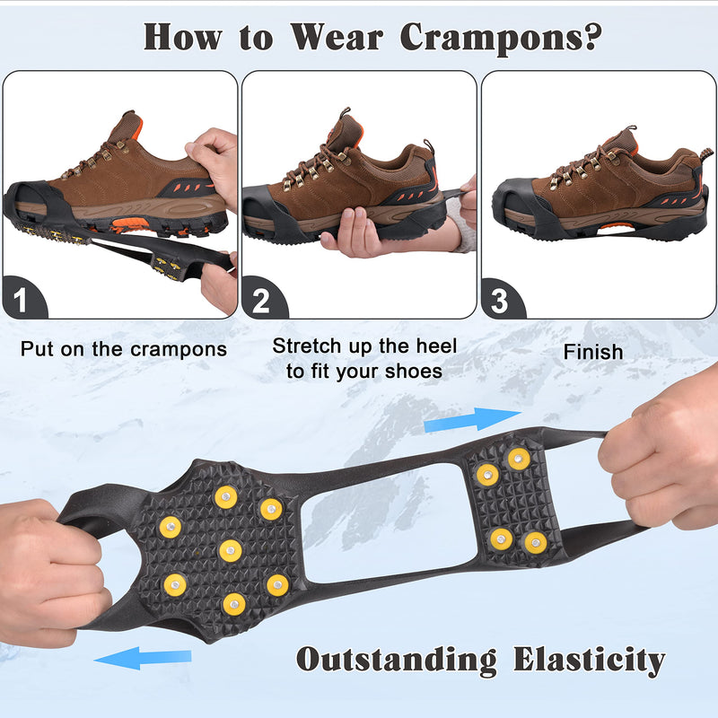 [Australia - AusPower] - Ice Snow Cleats for Shoes and Boots,Walk Traction Cleats Crampons Anti Slip 11 Studs Ice Snow Grippers Over Shoe for Men Women Walking on Snow Ice Medium(5.5-8.5 men/7-10 women) 