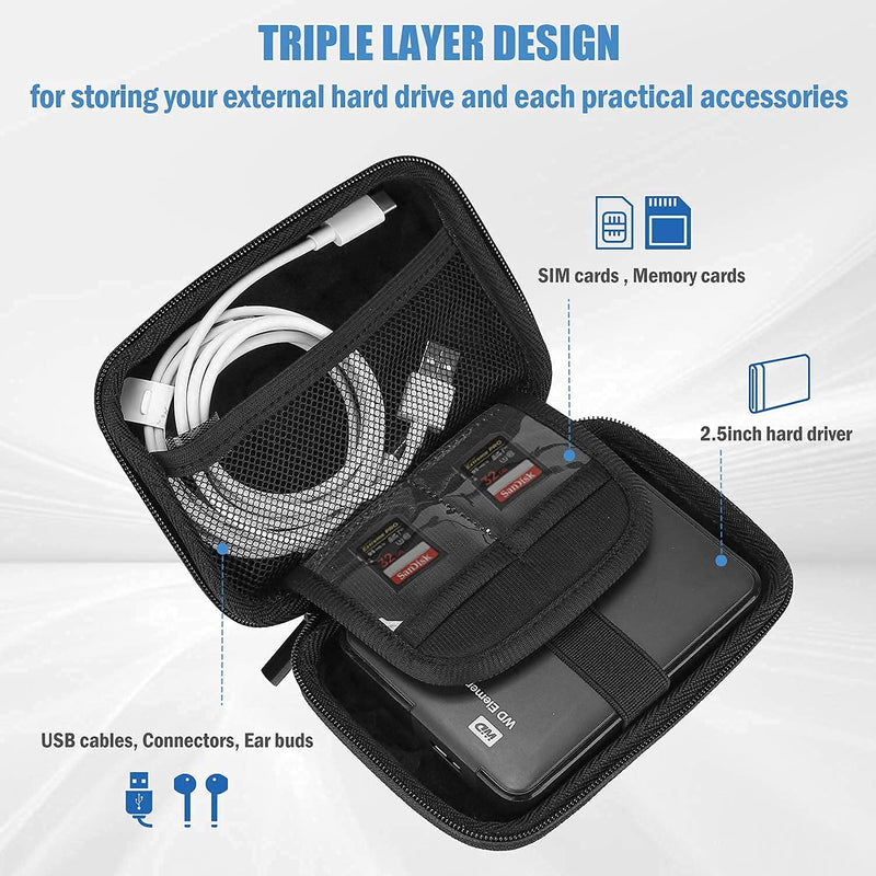 [Australia - AusPower] - ProCase Portable Hard Drive Case Bundle with ProCase Carrying Case for Samsung T5 T3 SSD, Compact Hard Shockproof Carry Case 