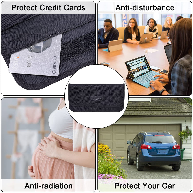 [Australia - AusPower] - Faraday Bag, Wisdompro 2 Pack RFID Signal Blocking Bag Shielding Cage Pouch Wallet Case for Cell Phone Privacy Protection and Car Key FOB, Anti-Spying Pouch, Anti-Tracking Case Blocker - Black 