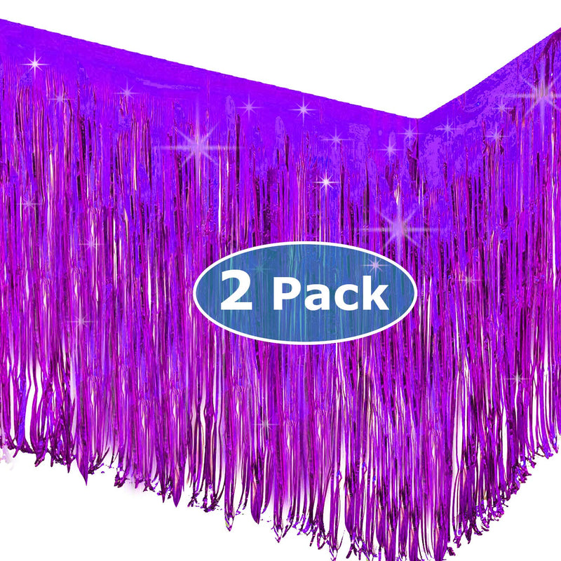 [Australia - AusPower] - Allgala 2-Pack 29x108 Inch Metallic Foil Fringe Tinsel Table Skirts for Party Event Decoraton-Purple-BD52808 Purple 