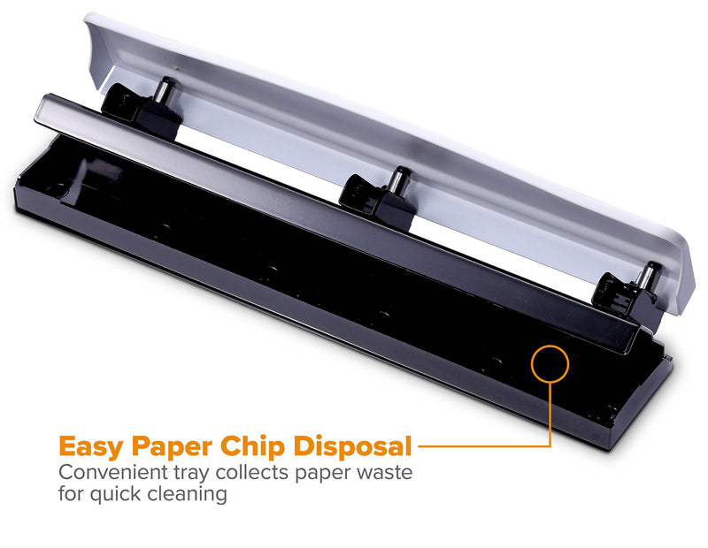 [Australia - AusPower] - Bostitch Office 3 Hole Punch, Durable Metal,Rubber Base, 12 Sheets, White (KT-HP12-WHITE), 1-Pack 
