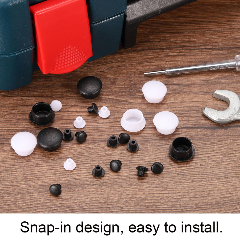 [Australia - AusPower] - uxcell 300Pcs Screw Hole Plugs, 14mm(9/16") Dia Plastic Snap in Shelf Button Flush Type Caps for Furniture Cabinet Cupboard, Black 