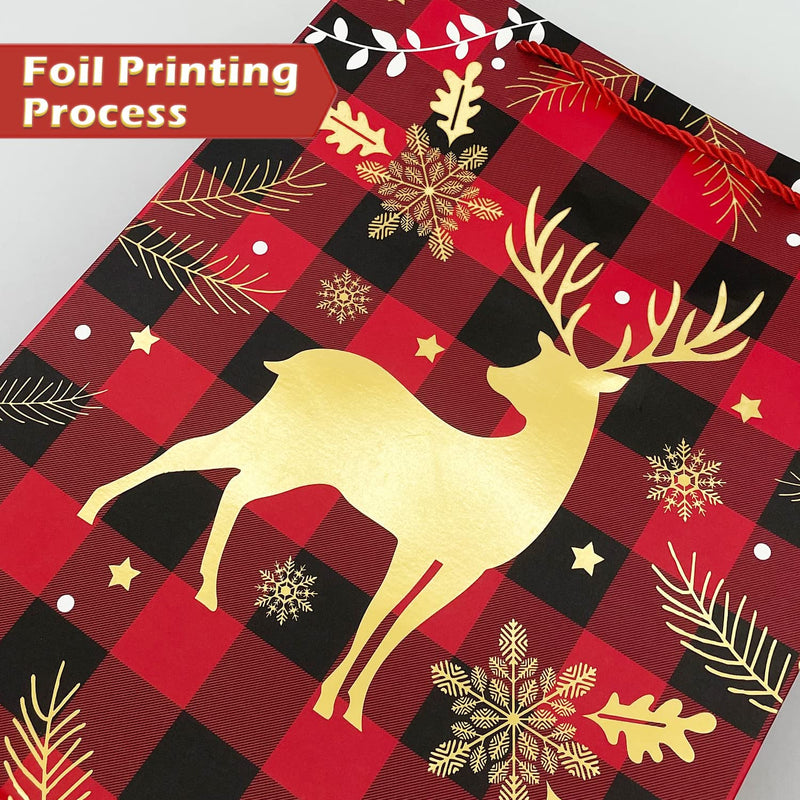 [Australia - AusPower] - 12PCS Christmas Gift Bags with Handles,Reusable Wrapping Bags Medium Size Paper Bags Shopping Bag Retail Bags for Christmas Birthday Wedding Party Favor Supplies, 10.2×12.6×3.94 inch 