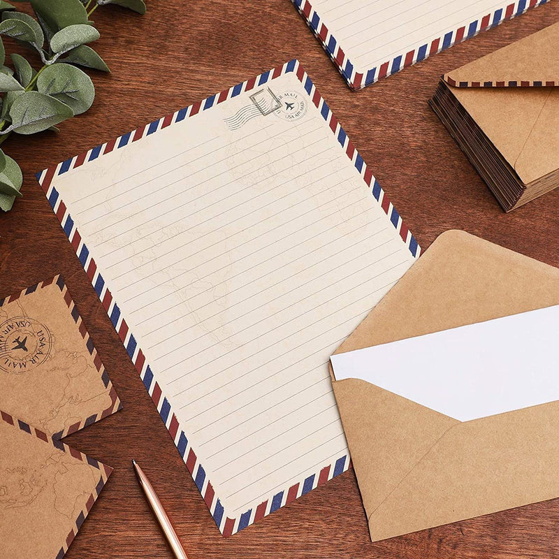 [Australia - AusPower] - 48 Pack Stationery Paper and Envelopes Set, Penpal Kit for Writing Letters in Travel Design 