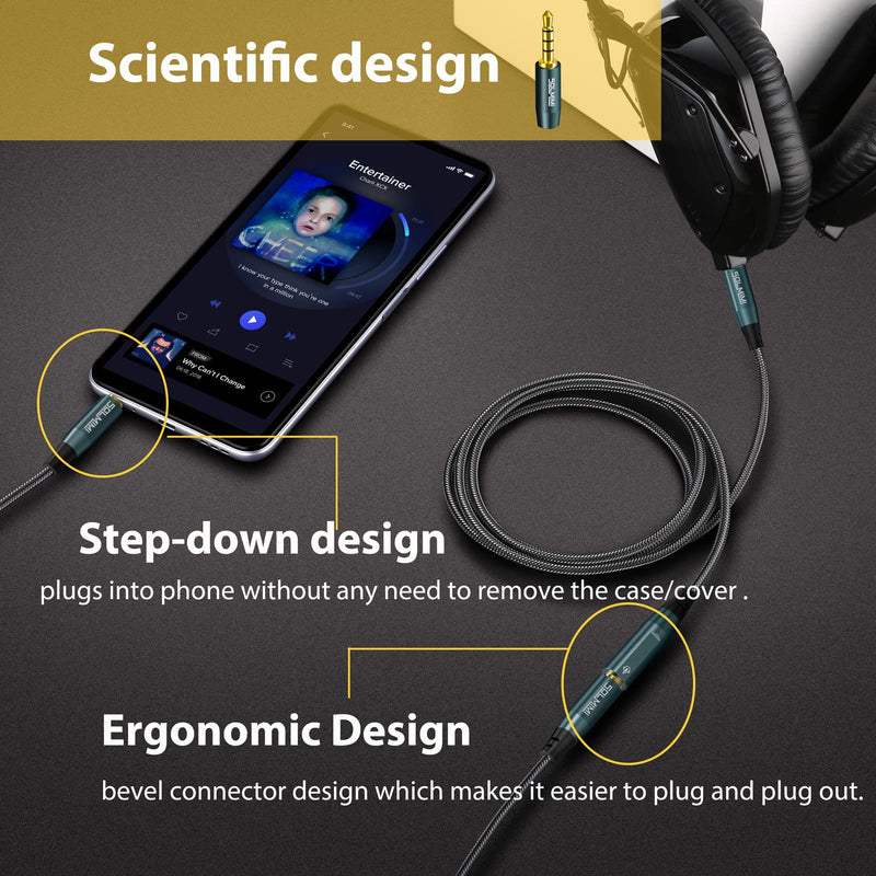 [Australia - AusPower] - SOLMIMI Headphone Extension Cable, 8 Feet 3.5mm TRRS 4 Pole Male to Female Extension Cable with Microphone Stereo Audio for Phones, Gaming Headsets, TV, Laptop, PC, Car Audio, Speakers, MP3(8FT/2.4M) 8FT/2.4M 