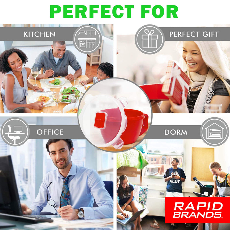 [Australia - AusPower] - Rapid Cup Noodle/Soup Bowl | Microwave Soup & Noodles in Minutes | Perfect for Dorm, Small Kitchen, or Office | Dishwasher-Safe, Microwaveable, & BPA-Free Red 