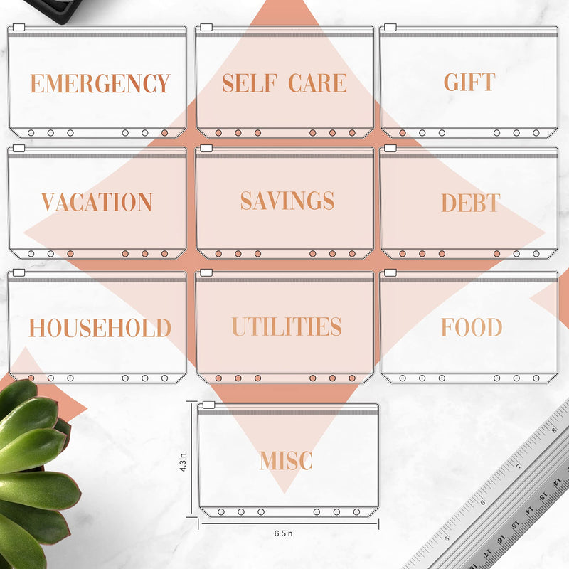 [Australia - AusPower] - A6 Budget Binder with Cash envelopes for budgeting - Black PU Leather Money Organizer for cash, 10 Gold Vinyl Printed Stickers Money Envelopes 