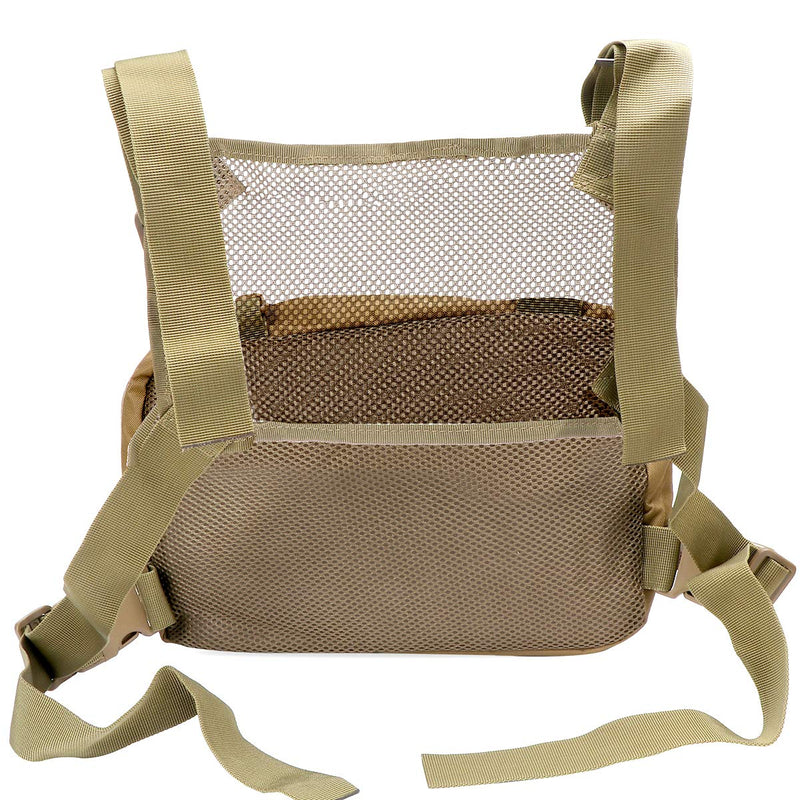 [Australia - AusPower] - abcGoodefg Tactical Chest Rig, Molle Radio Chest Harness Holder Holster Vest for Two Way Radio Walkie Talkies Tan 