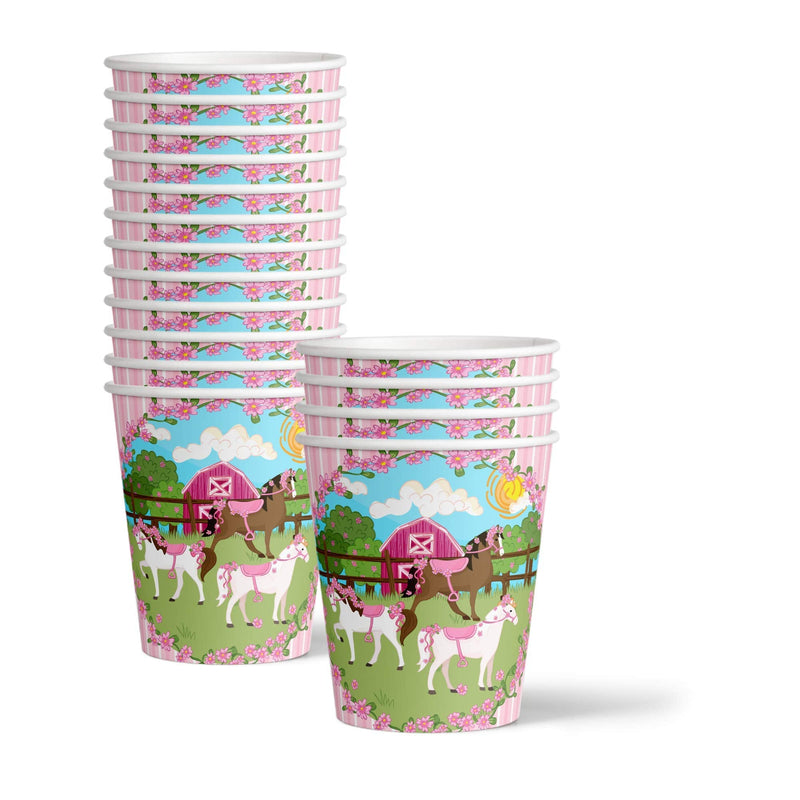 [Australia - AusPower] - Lovely Pink Horse Birthday Party Supplies Set Plates Napkins Cups Tableware Kit for 16 