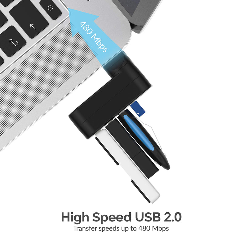 [Australia - AusPower] - SABRENT 4-Port USB 2.0 Hub [90°/180° Degree Rotatable] (HB-UMN4) Black 