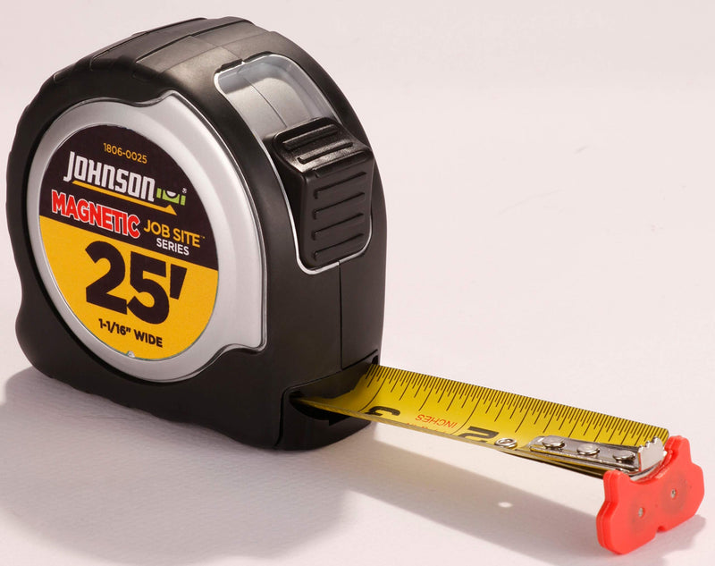 [Australia - AusPower] - Johnson Level & Tool 1806-0025 Job Site Magnetic Power Tape, 25', Black/Silver, 1 Tape 