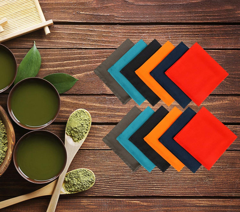 [Australia - AusPower] - Ruvanti Multi Color Cloth Napkins 12 Pack 18X18 Inch Durable Linen Napkins - Soft and Comfortable Reusable Fabric Napkins -Perfect Table Napkins / Cotton Dinner Napkins / Cocktail Napkins for Home Use Multi Colors 