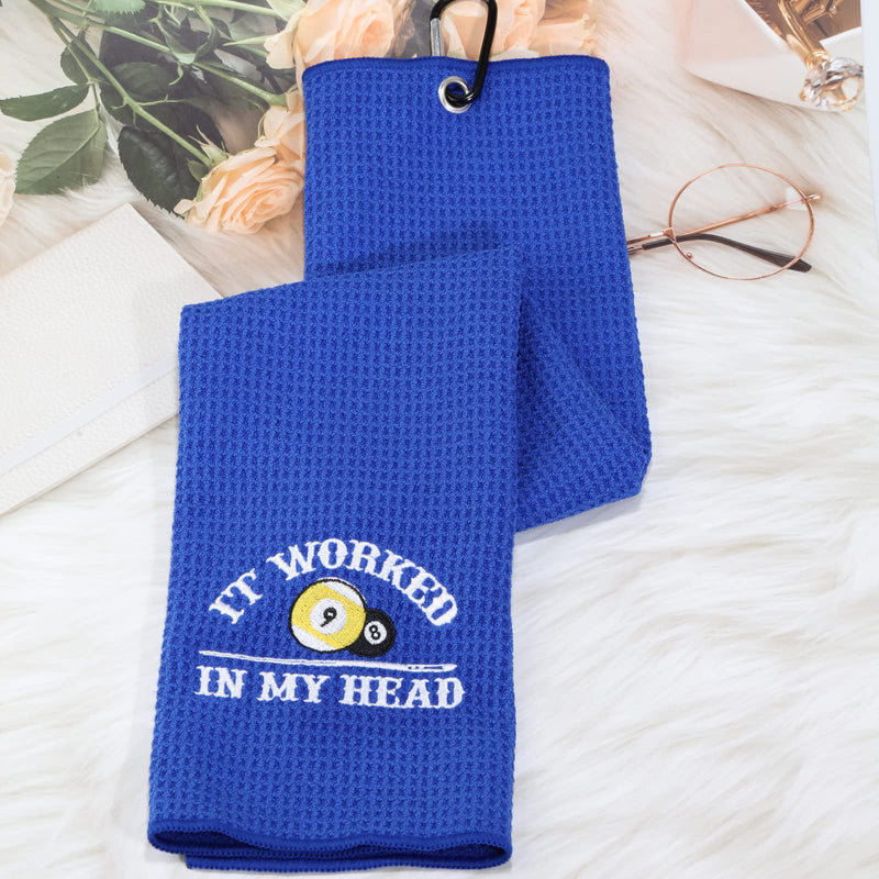 [Australia - AusPower] - MEIKIUP Billiards Billiard Cue Towel 8-Ball Pool Cue Clean Towel Billiard Pool Player Gift Embroidered Billiards Towel It Worked in My Head (Worked in My Head) 