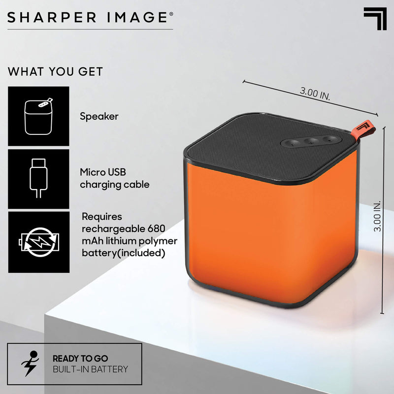 [Australia - AusPower] - SHARPER IMAGE Mini Color Changing Speaker, Sync to Smartphone or Tablet with Bluetooth, Impressive Sound Quality, Stream 4 Hours per Charge, Rechargeable, LED, Speakerphone 3 Inch 