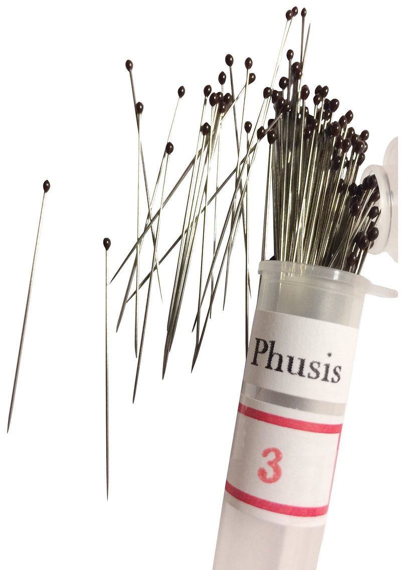 [Australia - AusPower] - Phusis Stainless Steel Insect Pins | Size #3 | 300 Pieces| 3 Vials of 100 Pins | Includes Sturdy Storage Containers | for Entomology, Dissection, Butterfly Collections 