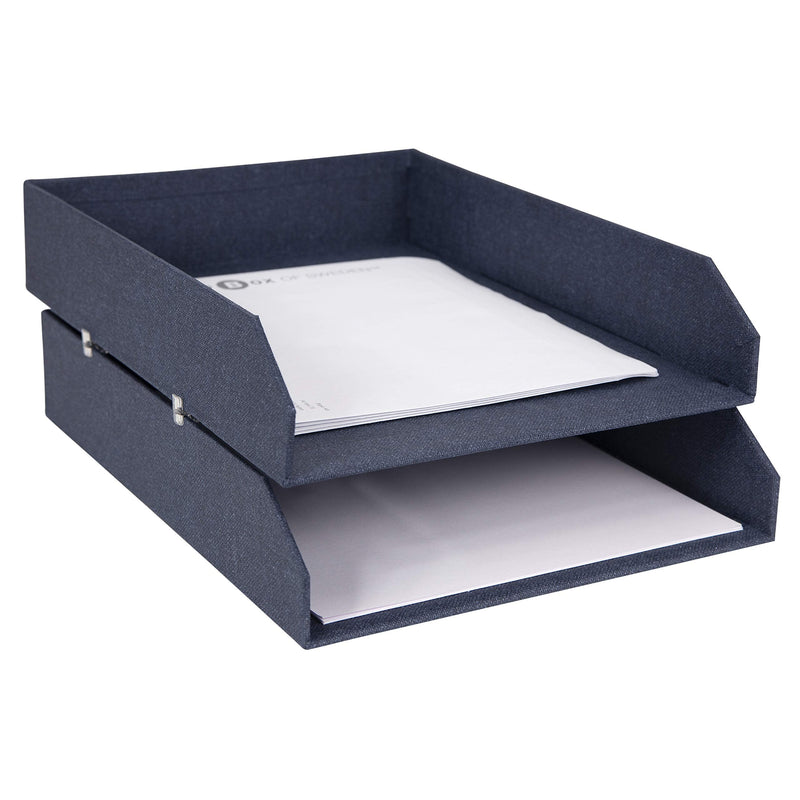 [Australia - AusPower] - Bigso 789256901N Hakan Fiberboard Two Tier Stackable Letter/Document Tray, 2.5 x 9 x 12.2 in, Blue 